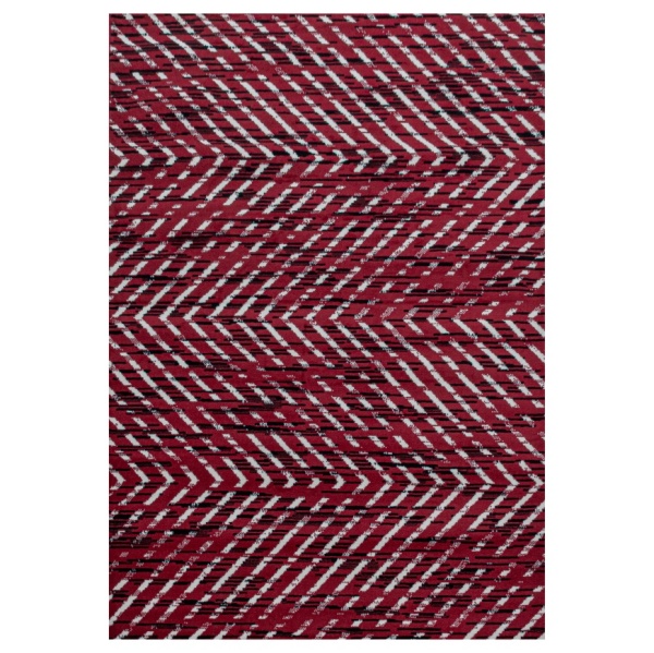 Large Red Rug for Living Room, Bedroom, Hallway in Chevron Design